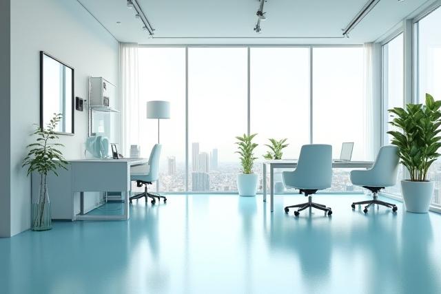 Sparkling clean modern office space after professional cleaning.